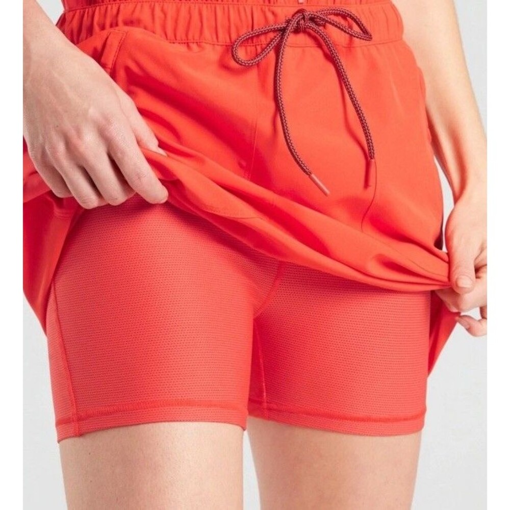 Athleta Expedition Dress Womens 4 Orange Featherweight Stretch Skort Hiking - Picture 4 of 14